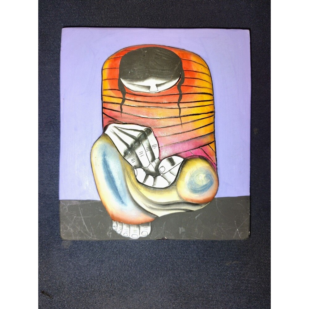 Vintage Ecuadorian Terracotta 3D Clay Art Hanging Tile     55